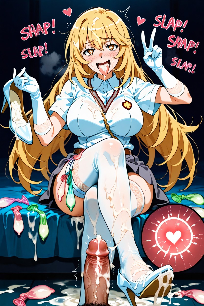 Holding Shoe, A Lot Of Used Condom, Orgasm Hentai AI Porn