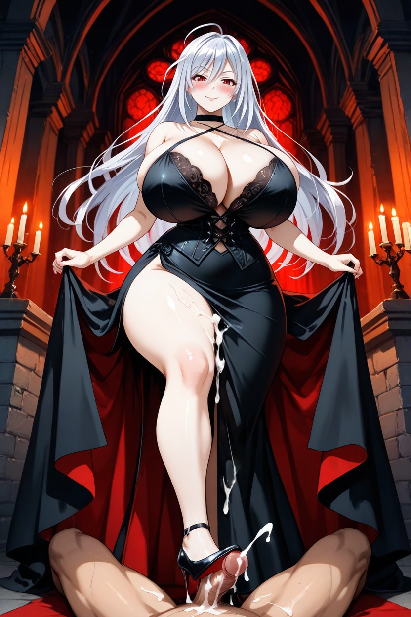 High Heel Stepping On Tip Of Cock, Anime Style, Front View Hentai AI Porn