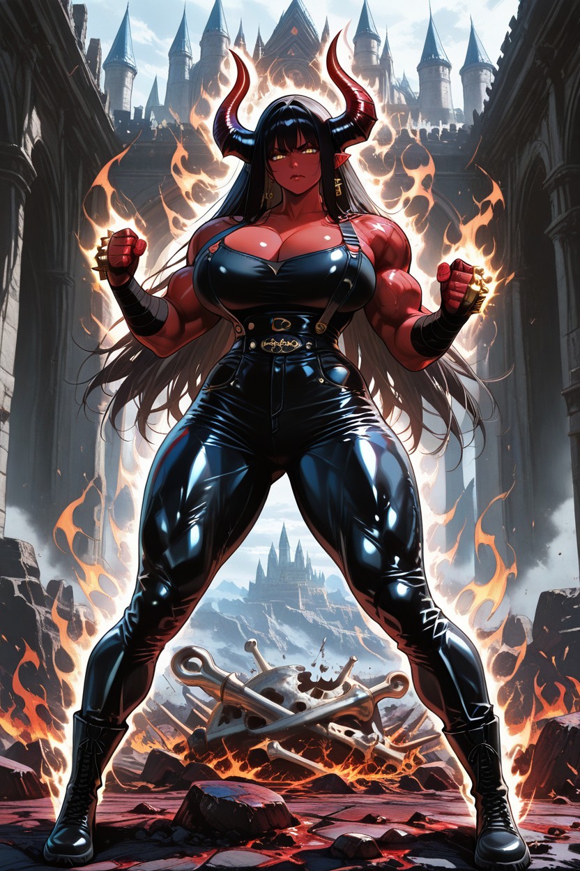 Large Breasts, Infierno, Extreme Muscular Devil Woman Hentai IA