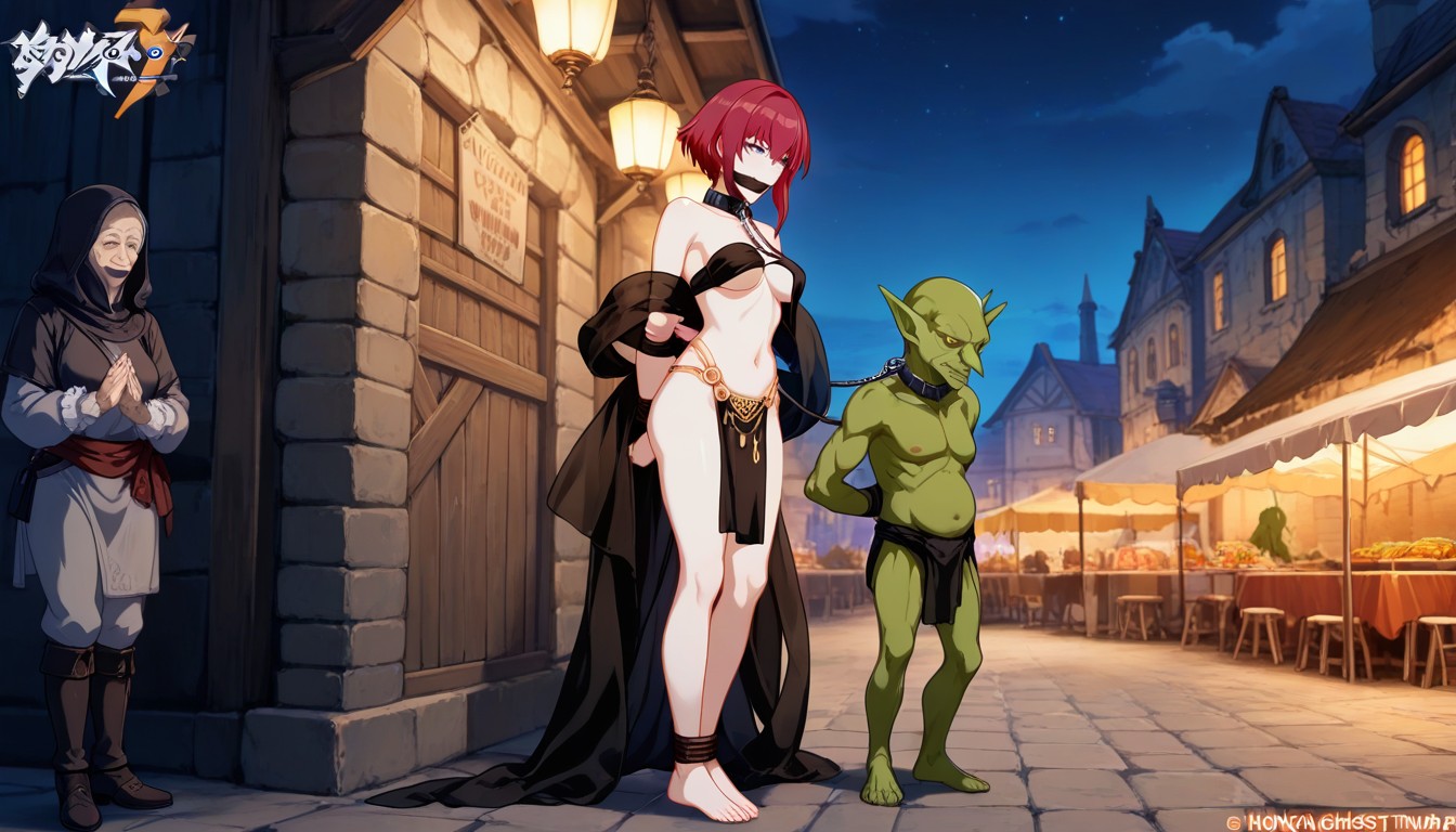 拘束される, Goblin In Background, Side View ヘンタイAIポルノ