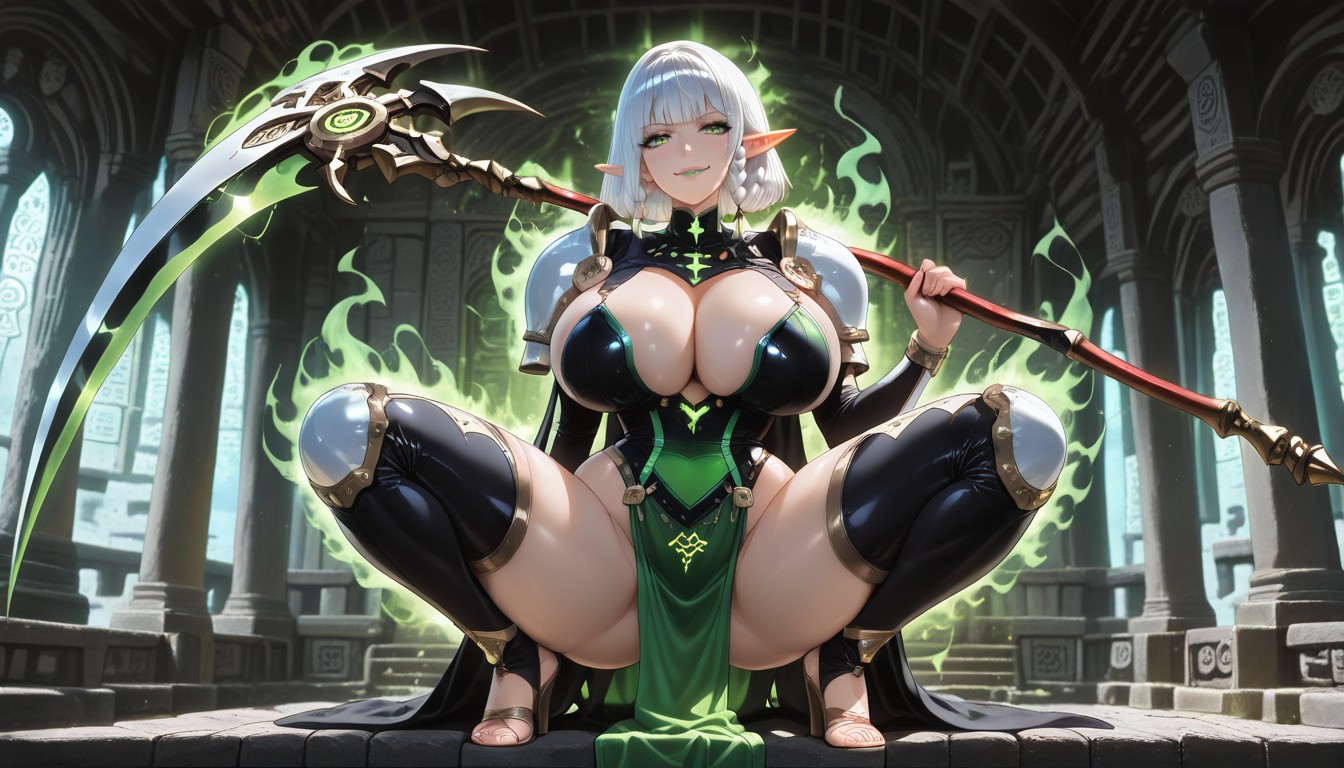 Dramatic Lighting, Green Eyes, Focused Eyes AI黃漫