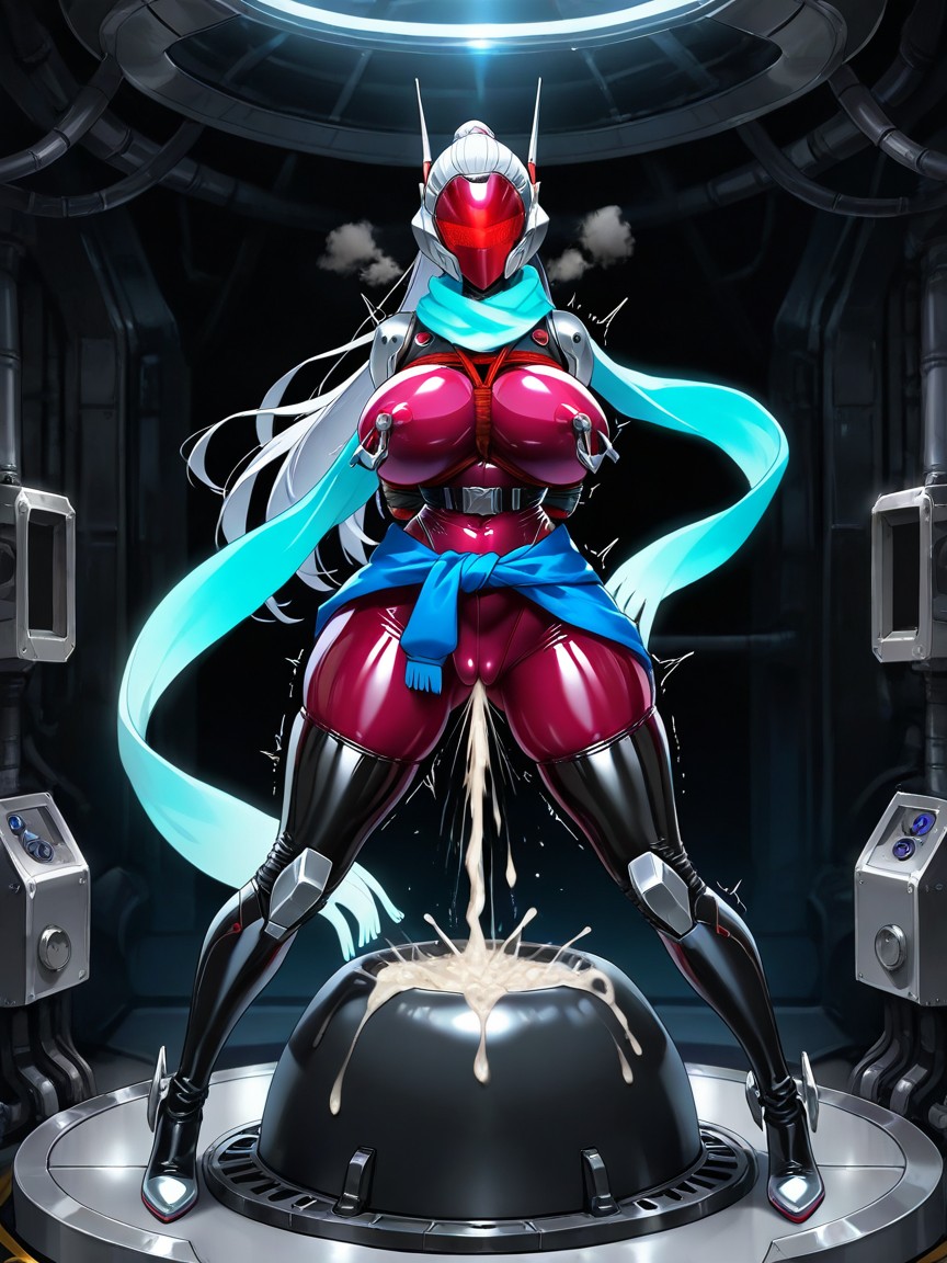 Multiple Vibrators Inside Vagina With Wires Coming Out, Belt Around Waist, Hair Pulled Back From Rope Arching Back AI黃漫