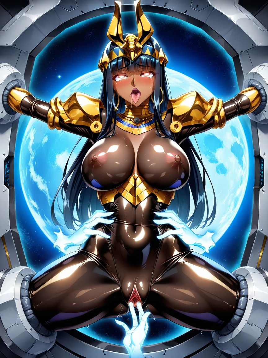 Dark Tanned Skin, Full Body, Pharaoh Queen AI黃漫