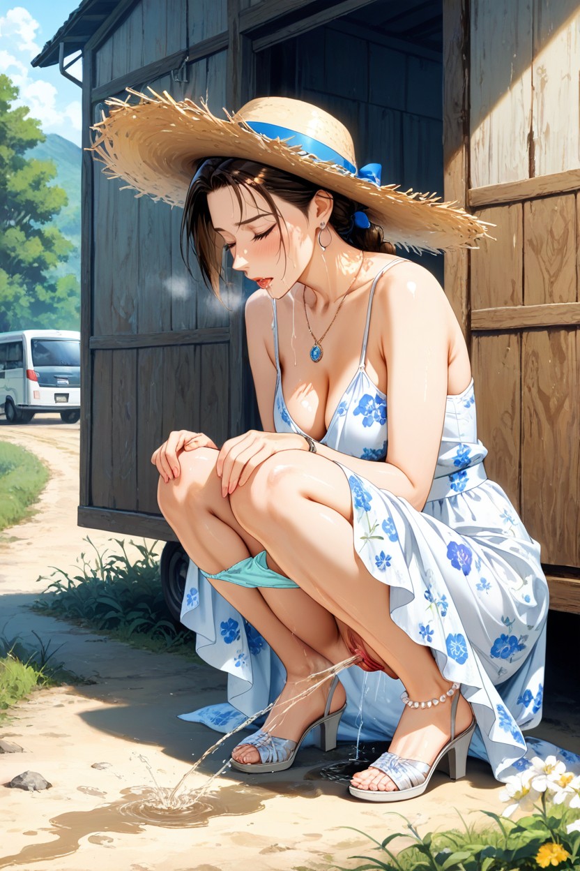 Nearside Stopped Minivan, Necklace, Countryside ヘンタイAIエロ