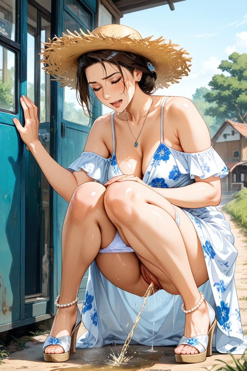 Excessive Pussy Juice Drooling, Shoes, Gets Up From A Squatting Position ヘンタイAIポルノ