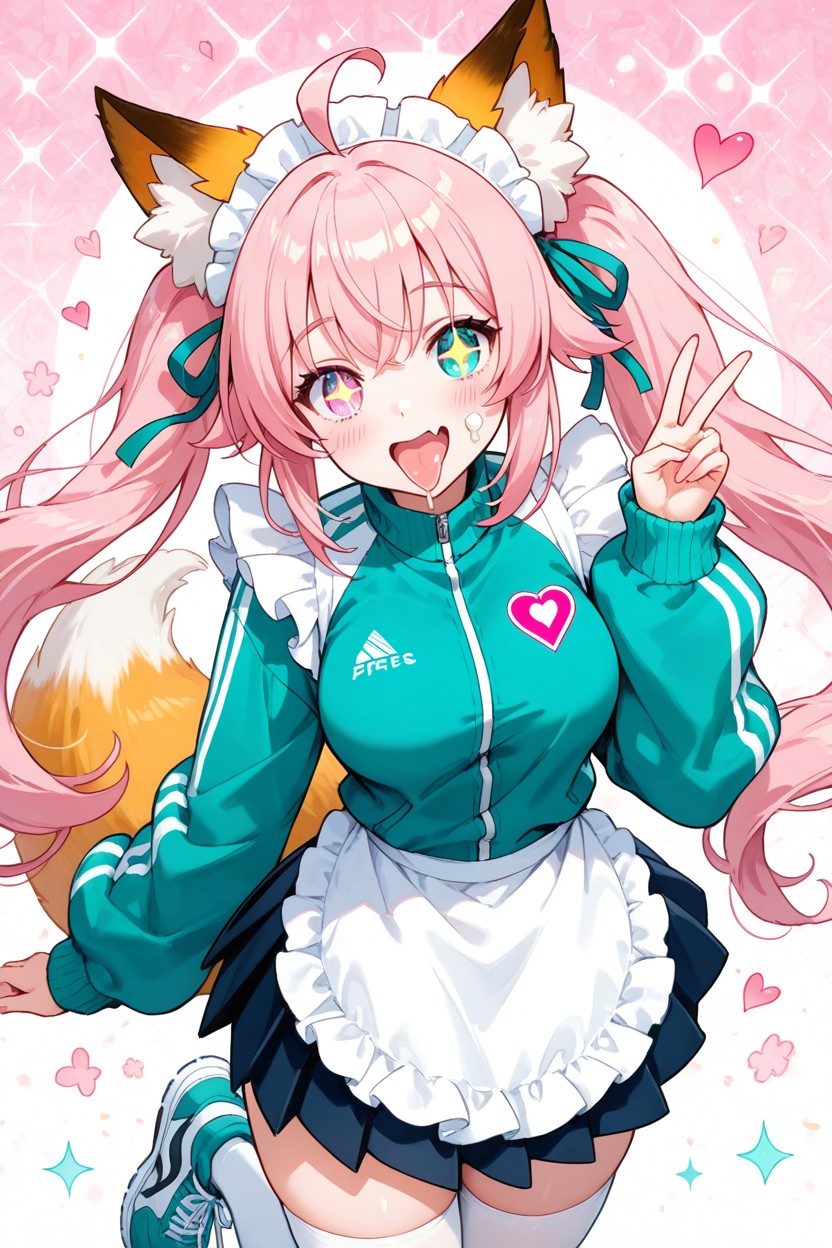 Heterochromia Optional, Unzipped Jacket, Pink 헨타이 AI 포르노