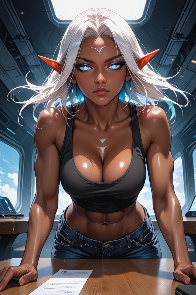 Hyperrealistic, Athletic Fit Body, Light Blue Eyes Hentai AI Porn