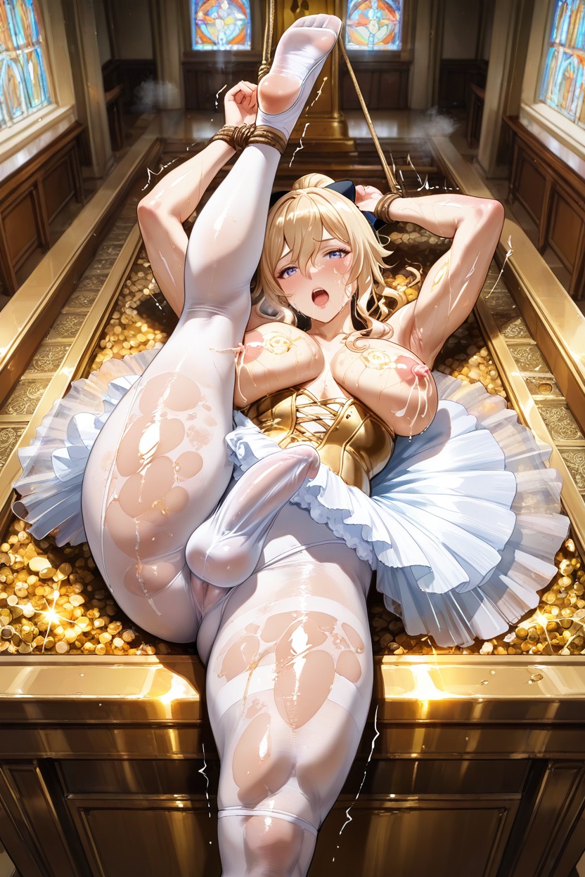 Pequeño, Ornate Gold Patterns On Bodystocking, Moaning Hentai IA