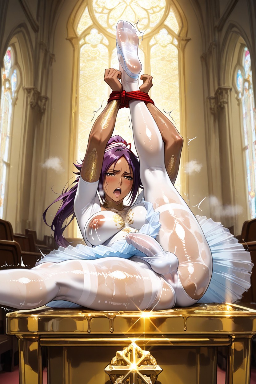 Moaning, White Bodystocking, Cumming Hentai IA