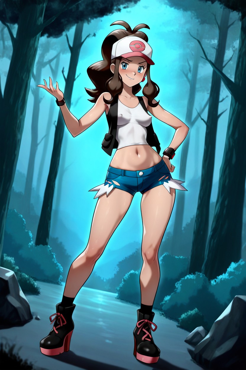 Navel Exposed, Sexy Body Lines, Platform Heels Hentai IA