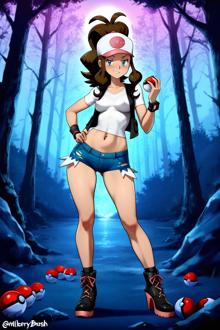 Long Neck Round Shaped Head, Standing, Focus Face Hentai IA