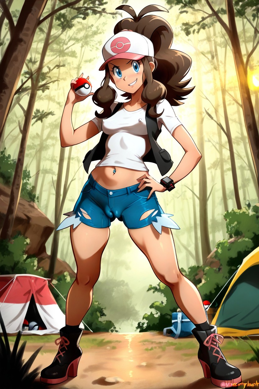 Long Neck Round Shaped Head, Camping, Gorgeous Stunning Female Hentai IA