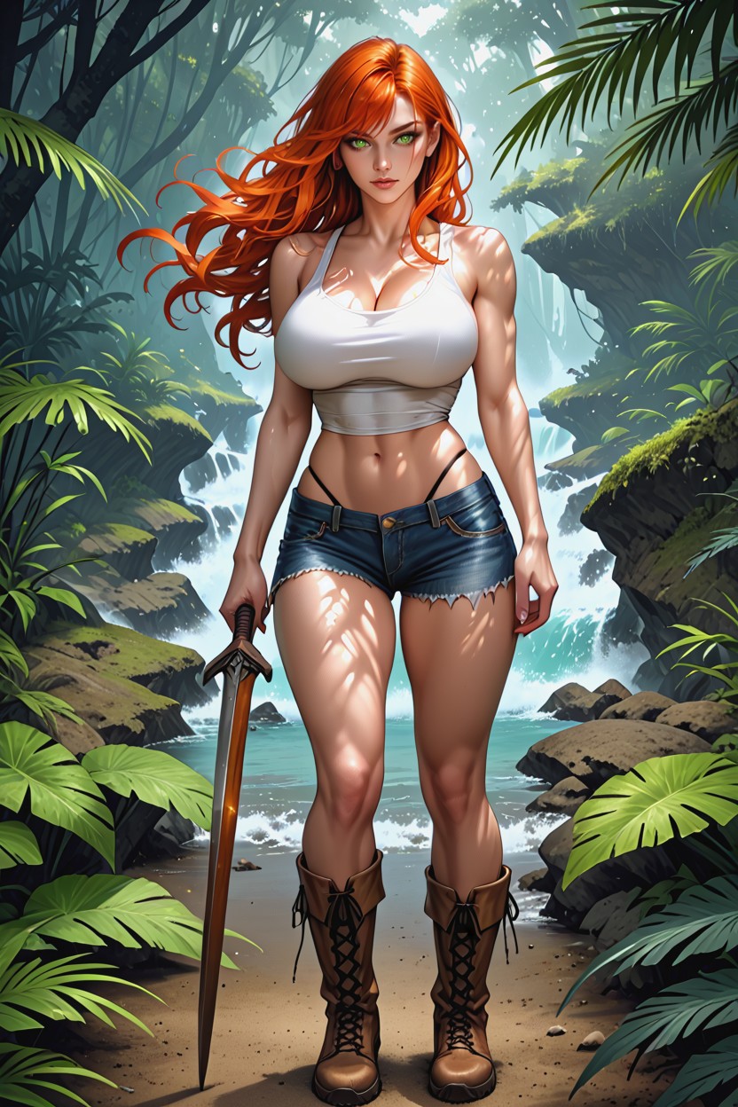 Natural Lighting, Stomach Shown, Cinematic Photorealistic Style Hentai AI Porn