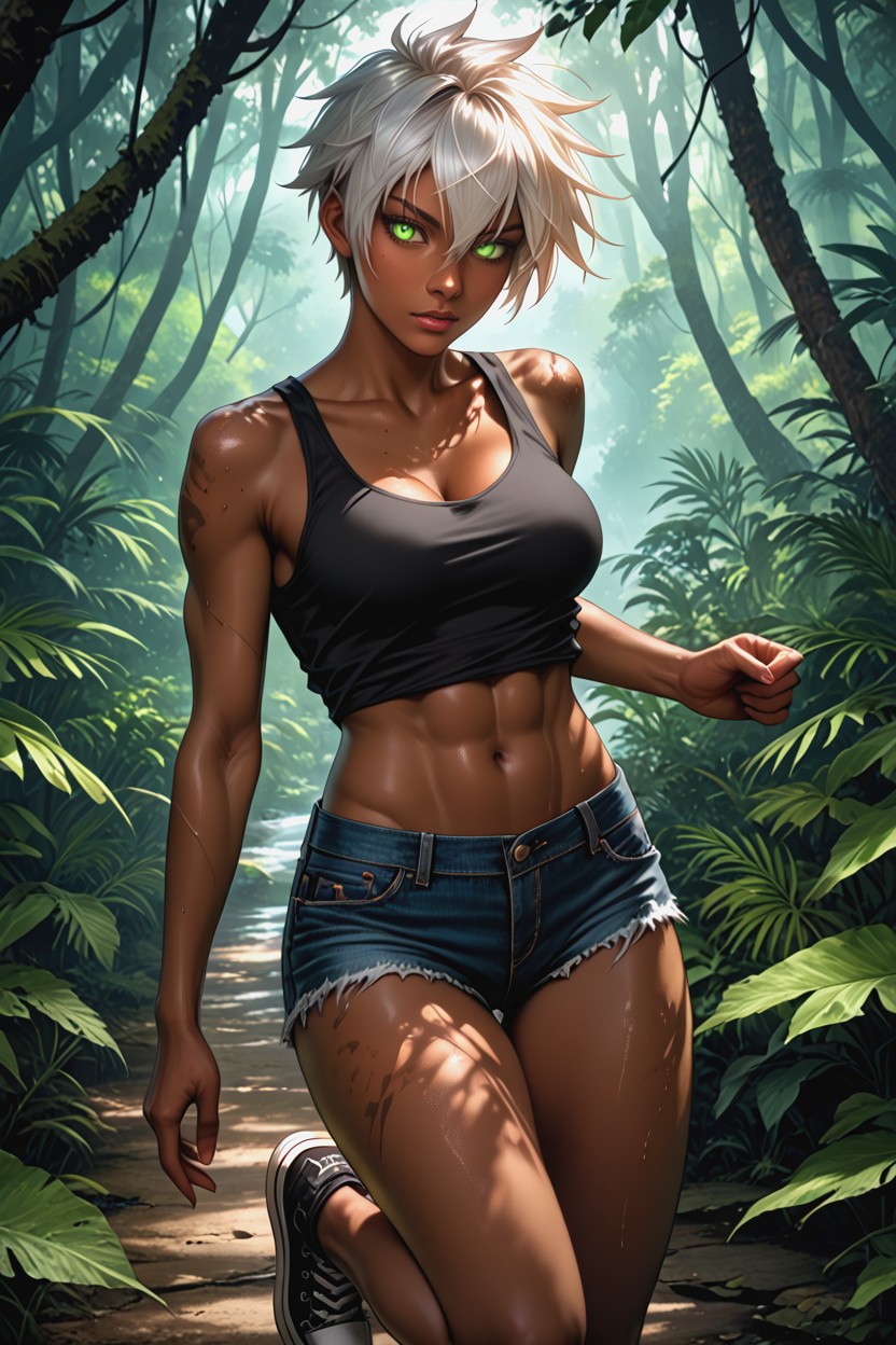 Detailed Hair, Green Eyes, Weight Shifting Realistically With Each Step Hentai IA