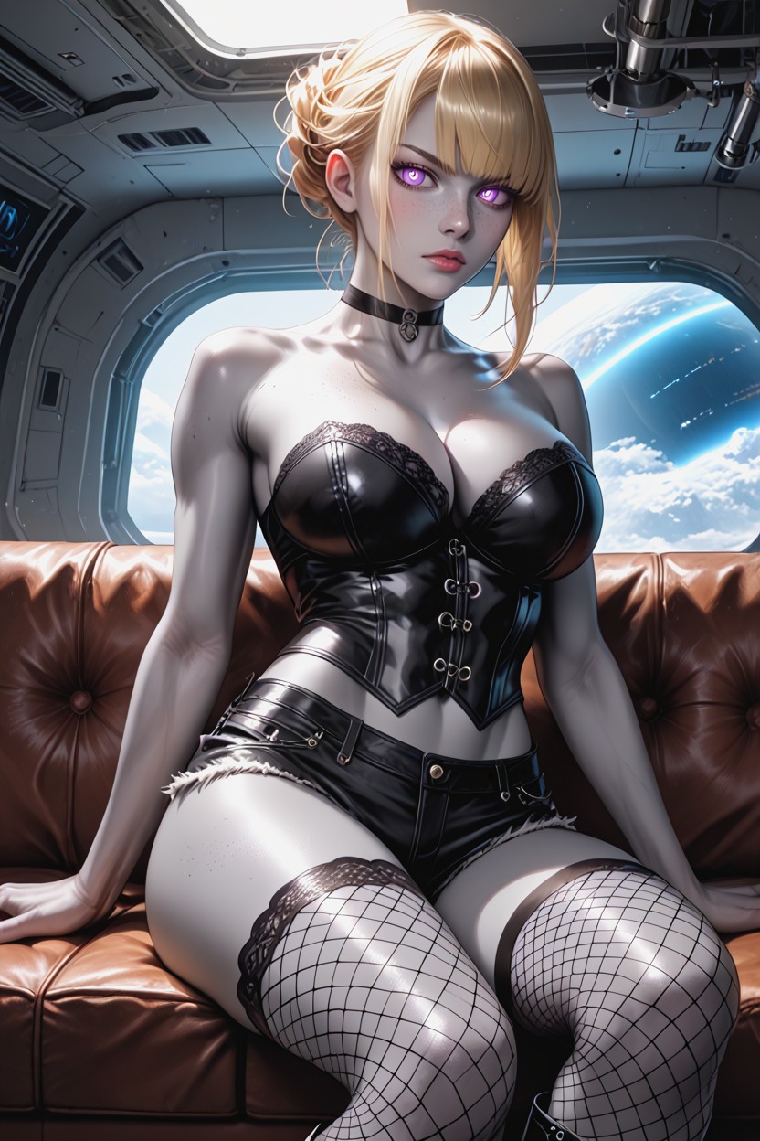 Realistic Proportions, Sleek Metallic Walls, Shorts De Algodón Hentai IA