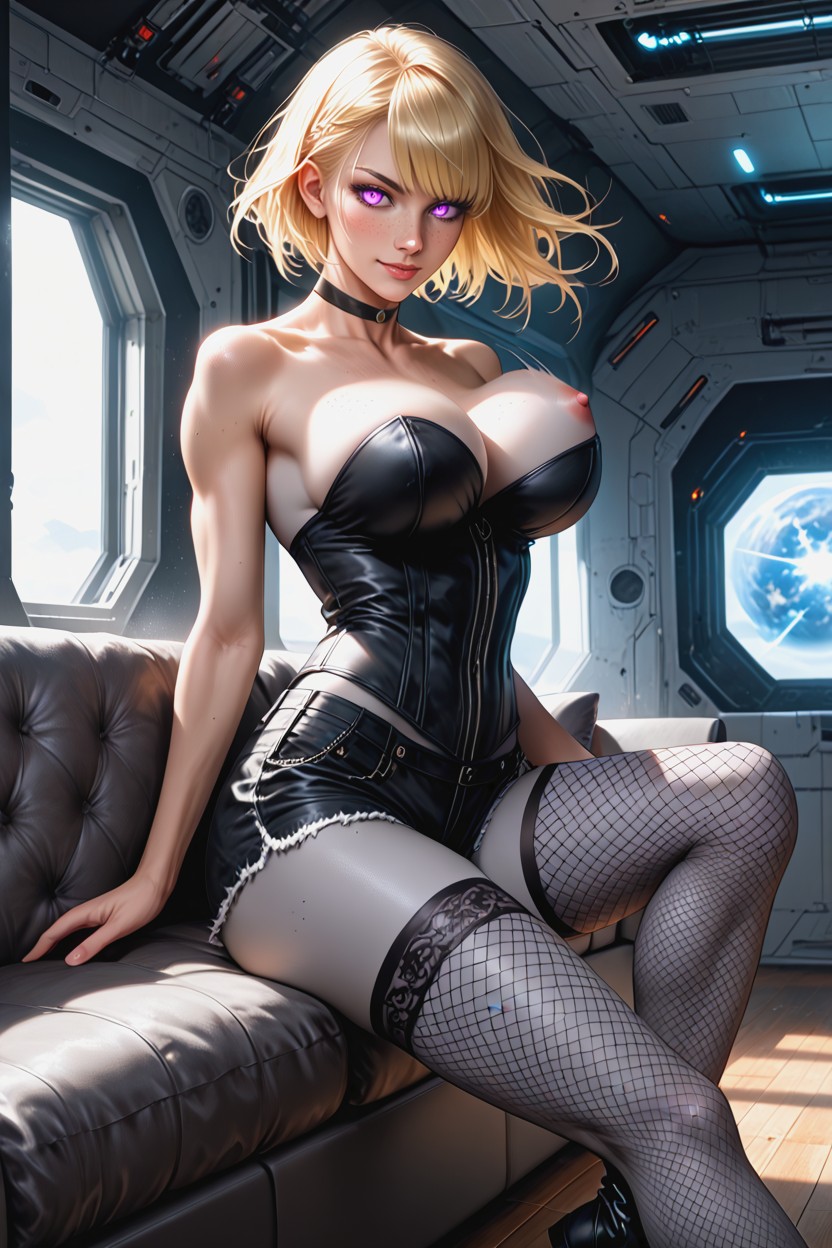Soft Ambient Lighting, Detailed Eyes, Grey Skin Hentai IA