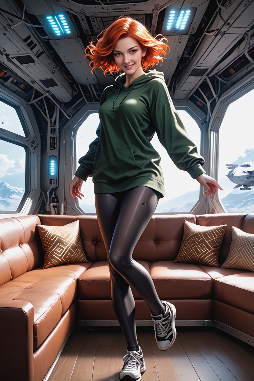 Pelo Pelirrojo, Legs Bent, Glowing Control Panels Hentai IA