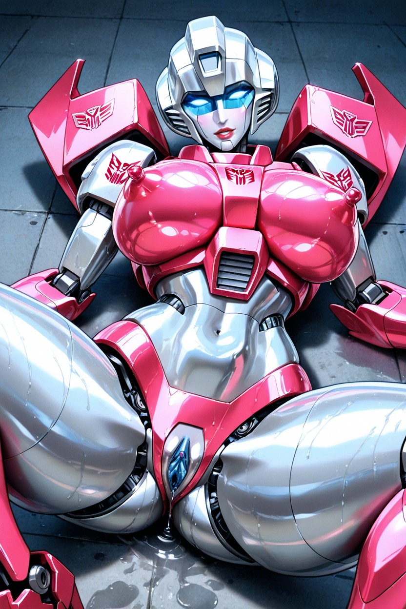 Thigh-high Boots, Legs Spread Wide Apart, Curvaceous Female Robot Form Hentai IA