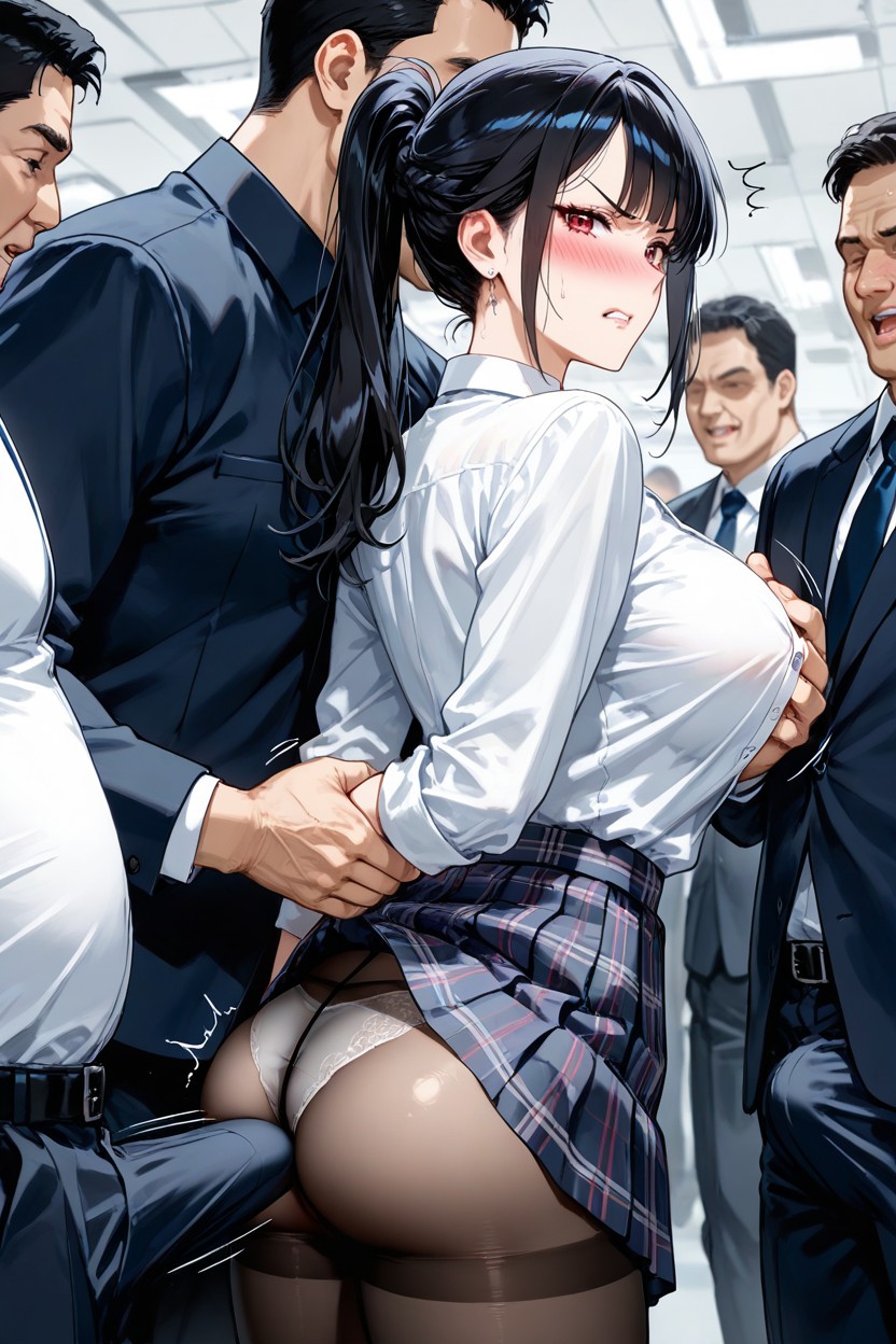 Hard Dick On Her Body, Transparent Black Waist Pantyhose, Slutty Hentai IA