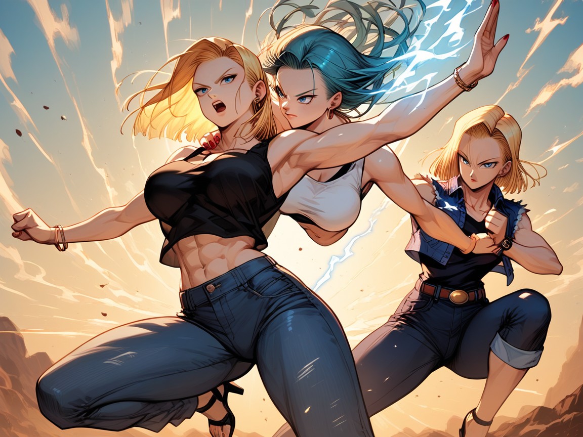 Detailed Hair, Fighting, Black Open Toe Heels Hentai AI Porn