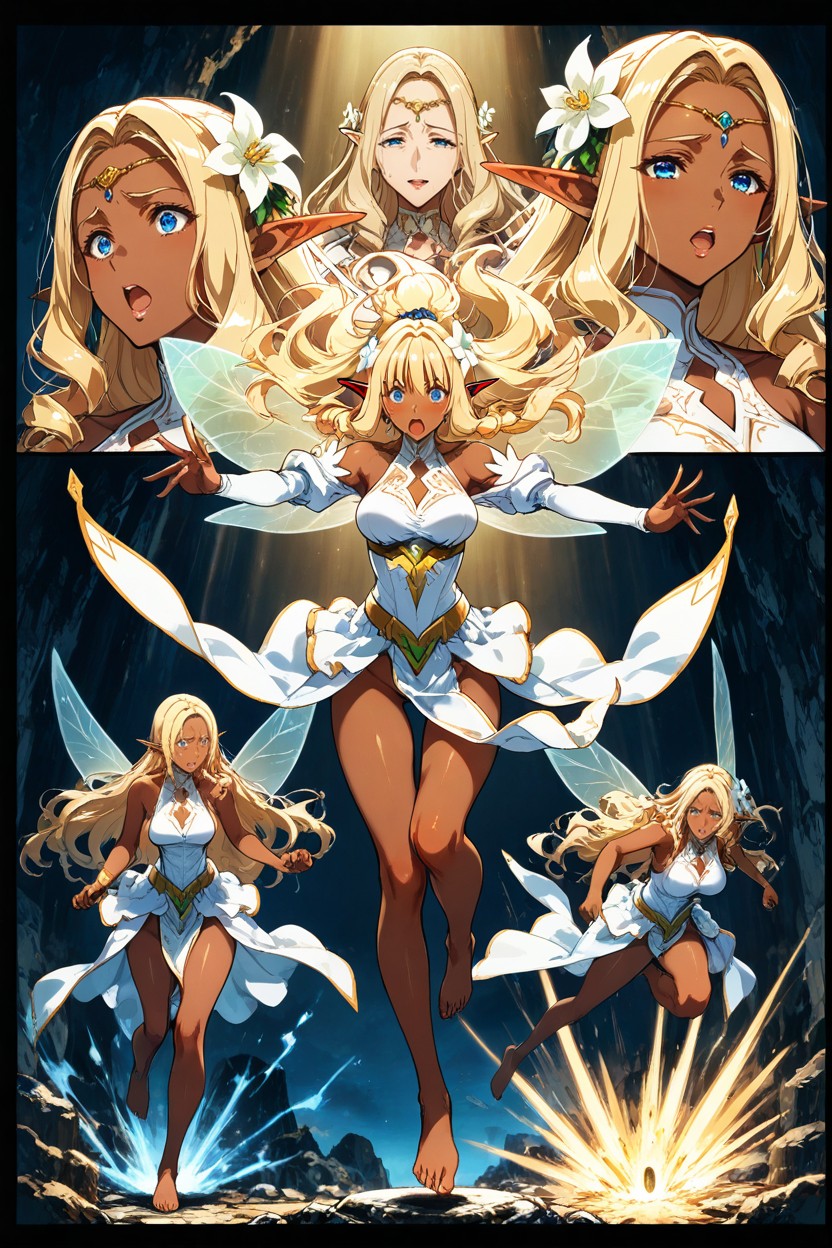 Hyper Tall Woman, Dark Skin Elf, Irregular Black Borders Views Hentai AI Porn