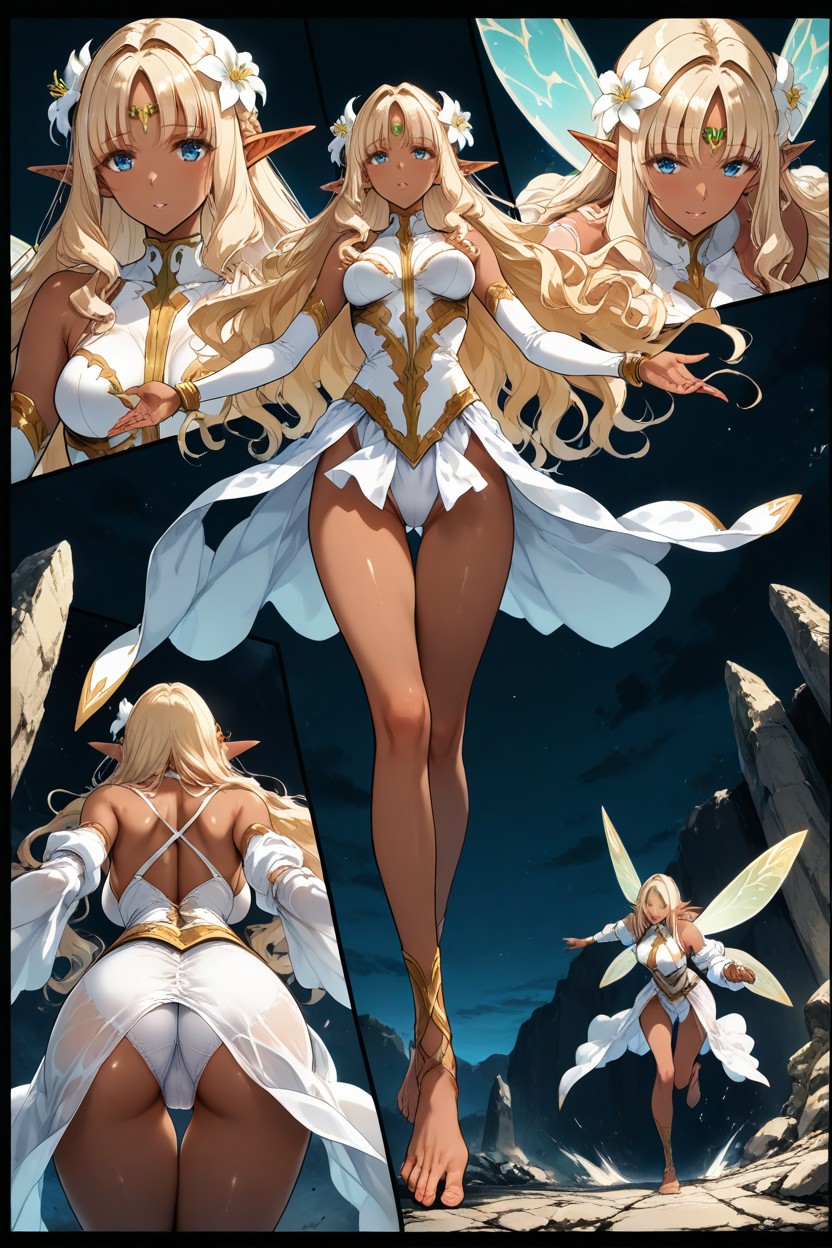 Running, Skinny, Canonical White Fantasy Outfit Hentai AI Porn