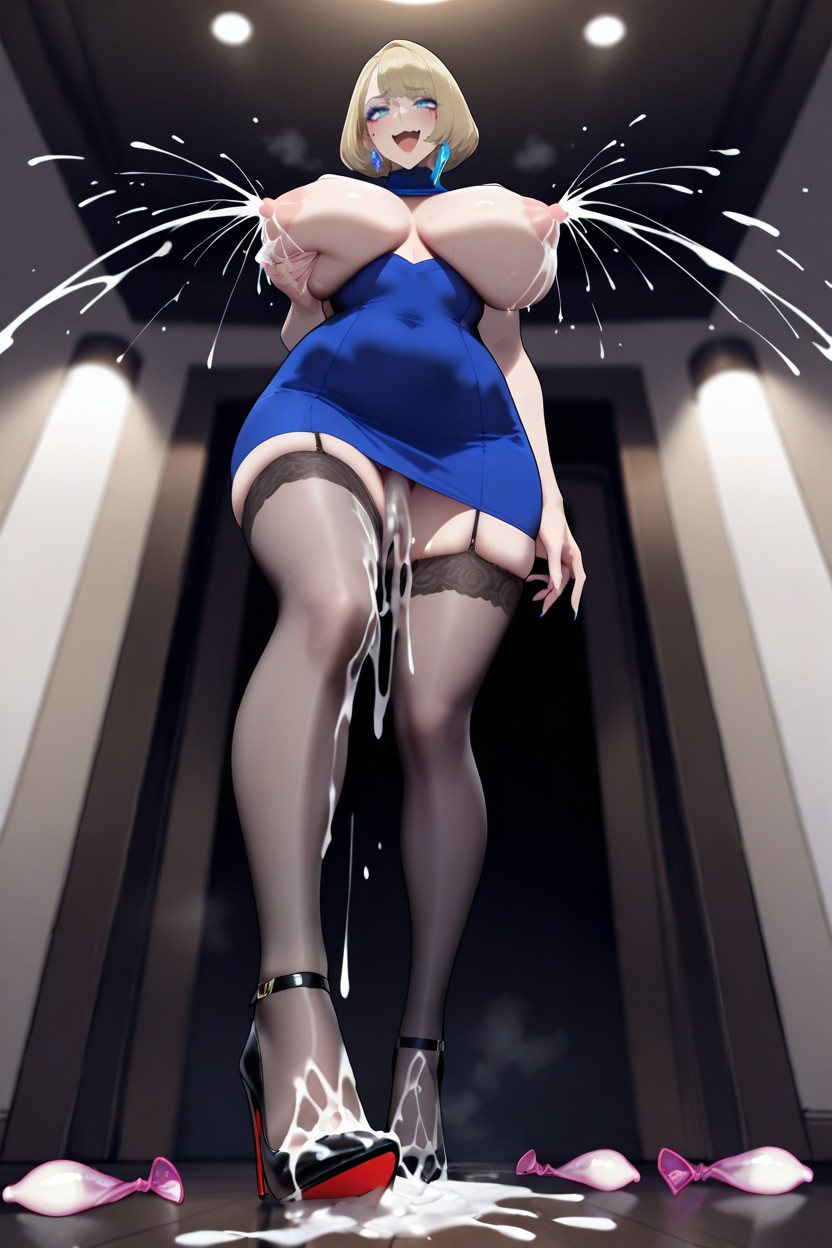 Bobcut, Cum On Dick, Breast Milk Spurting Out With Unrealistically Large Amount Force Hentai AI Porn