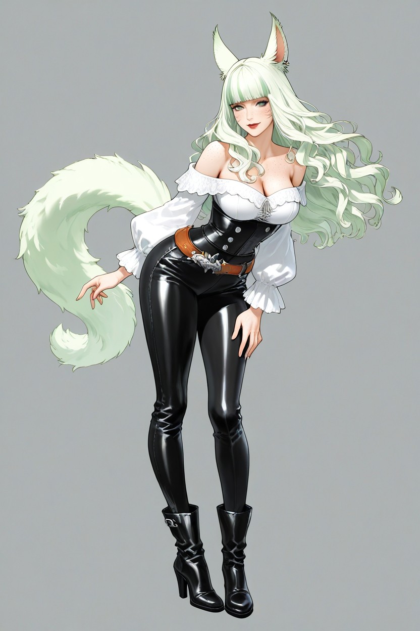 Green Eye, High Detail, Blunt Bangs Hentai AI Porn