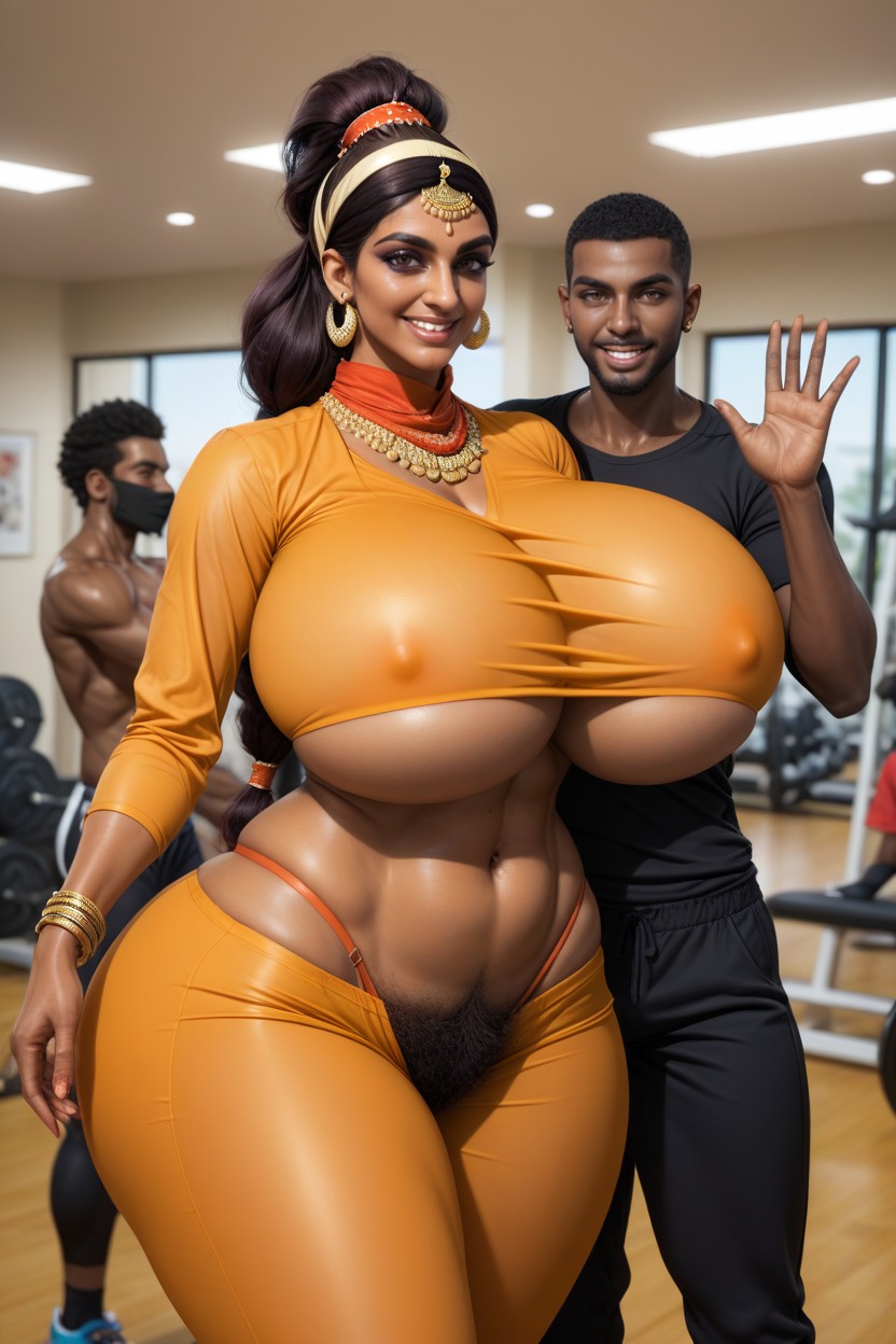 Smiling Mouth Open, African Naked Man Waving A Saffron Colour Triangle Shape Flag, Extremely Large Ass Hentai AI Porn