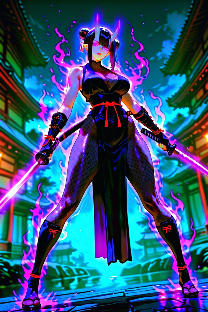 Glowing Purple Eyes, Looking At The Viewer, Sexy Pose Hentai AI Porn