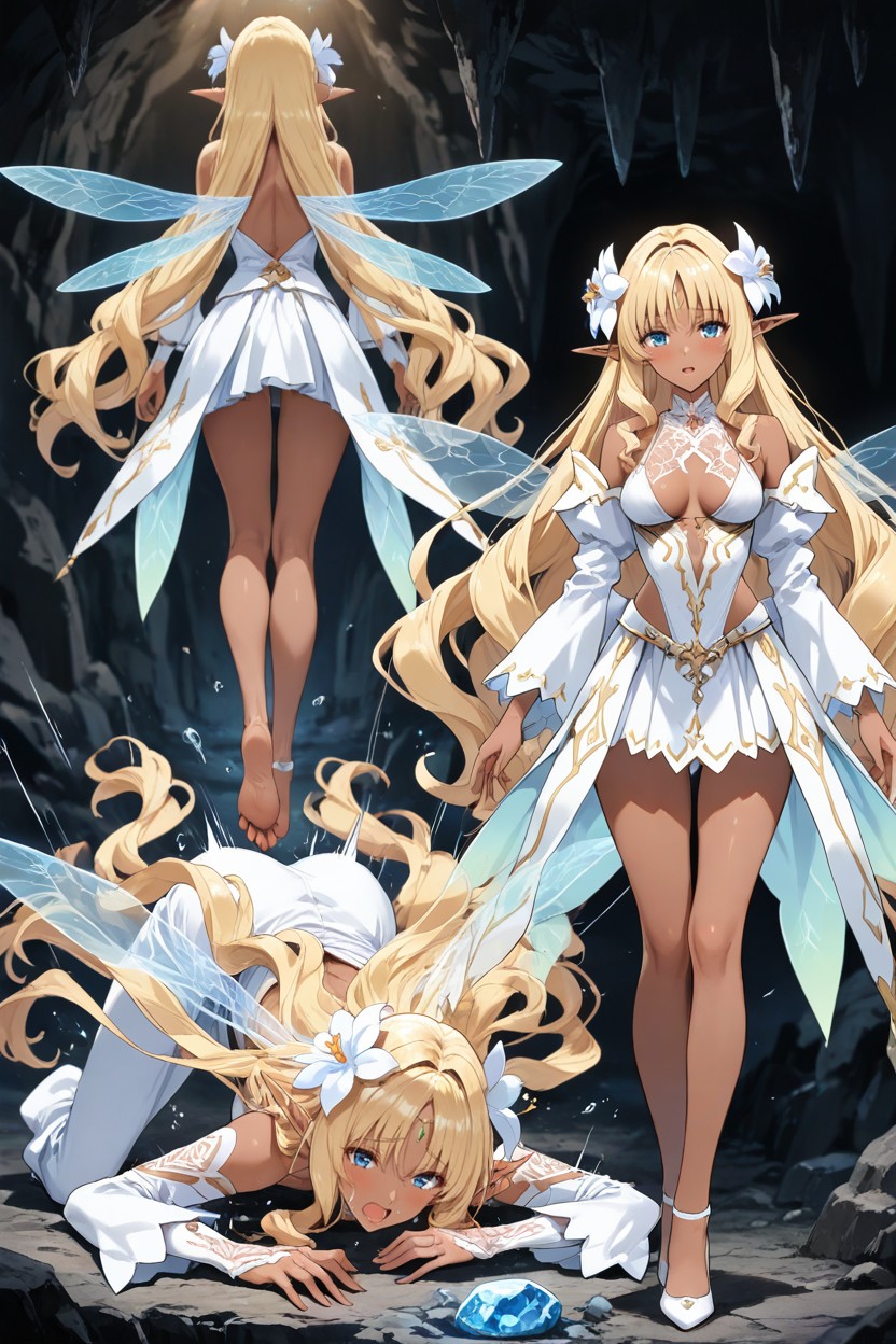 Weightless And Fluid, Canonical White Fantasy Outfit, Fairy Wings Hentai AI Porn