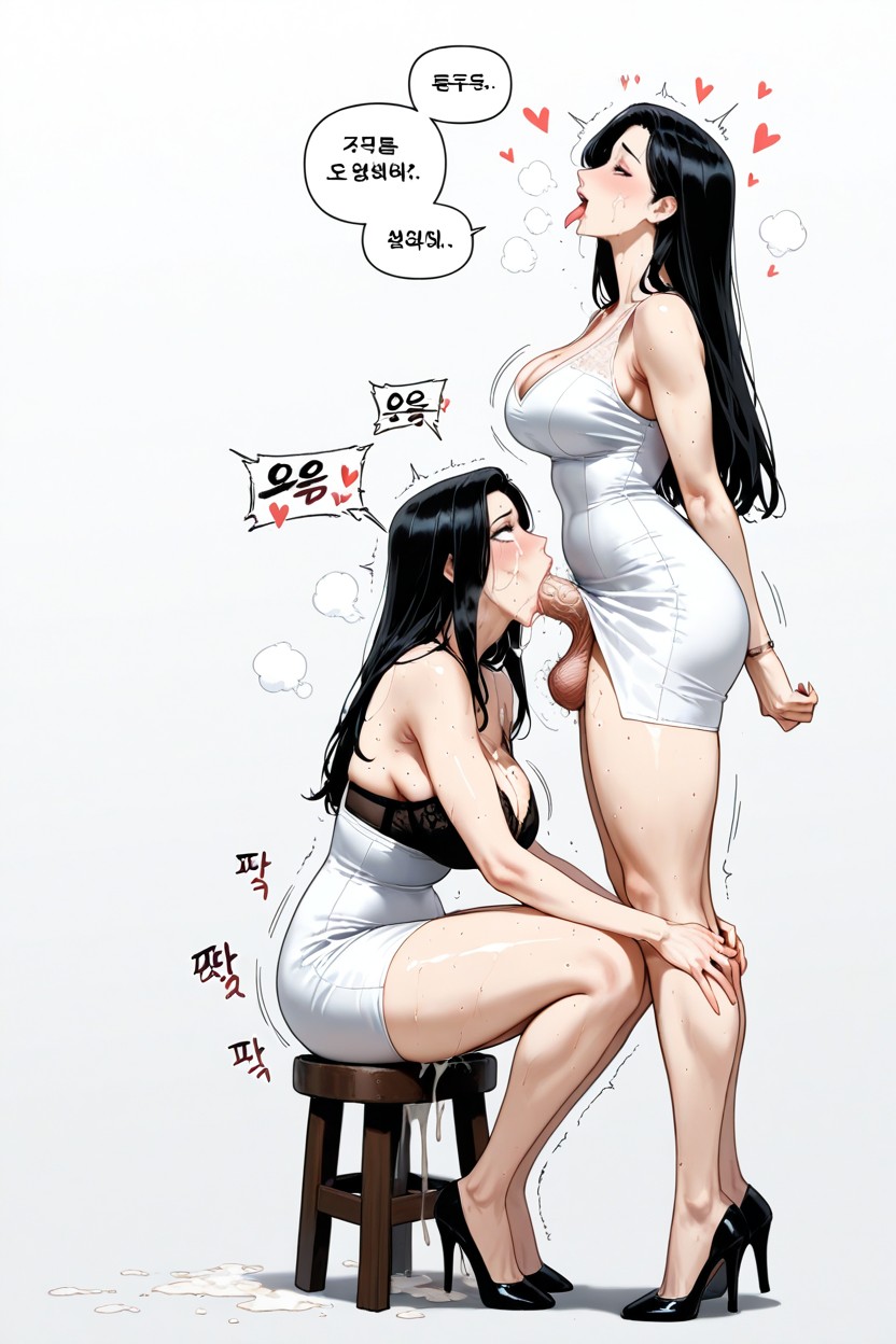 Taller Female, Anime Style, Korean Speech Bubble Hentai AI Porn
