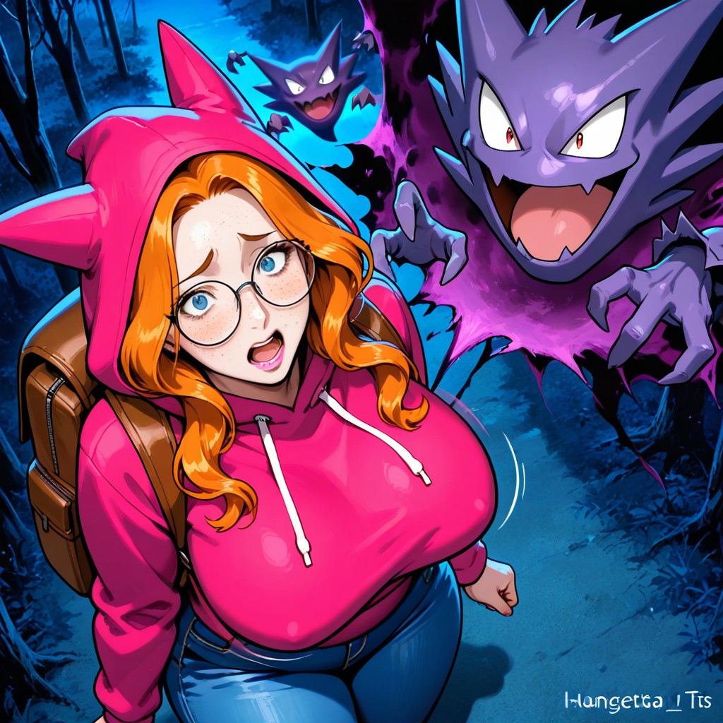 Top Down, Woman Startled Expression, Horror Hentai AI Porn