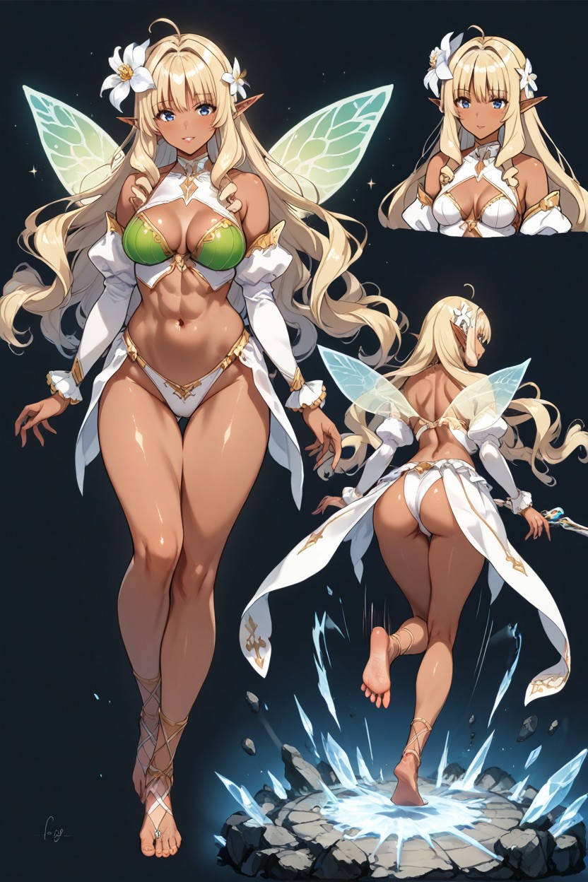 Dark Skin Elf, Backlit, Semi-realism Hentai AI Porn
