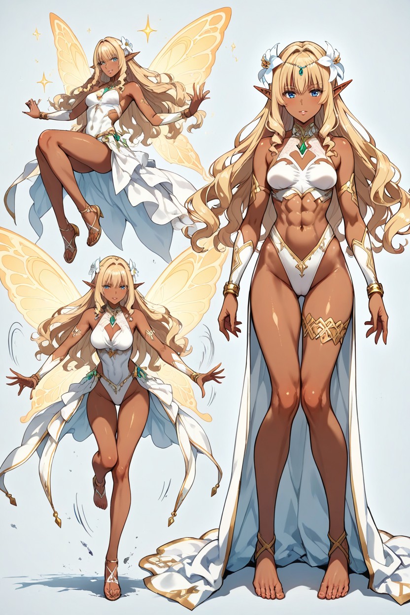 Fit, Insanely Long Wavy Hair, Hyper Reduced Thickness Ribcage And Thigh Hentai AI Porn