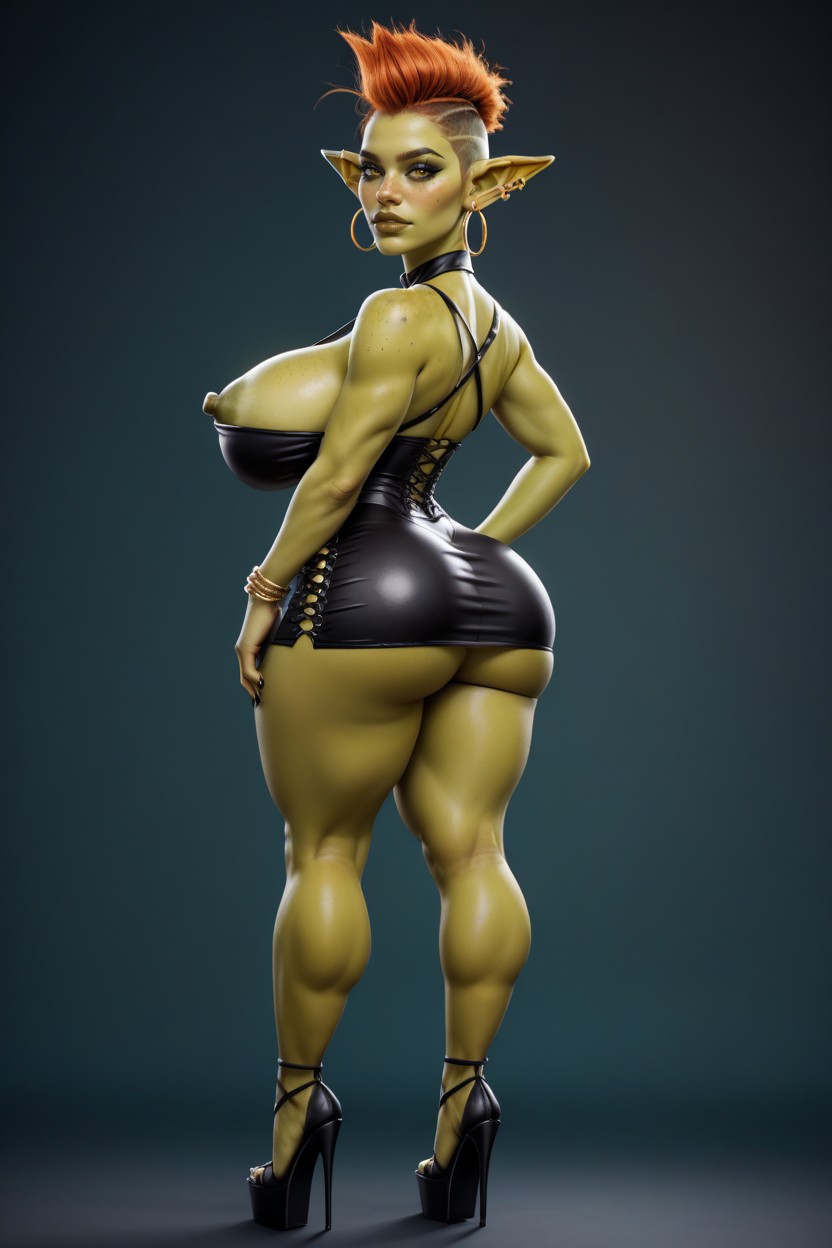 Thick Black Eyeliner, Goblin Ears, Puffy Nipples Hentai AI Porn