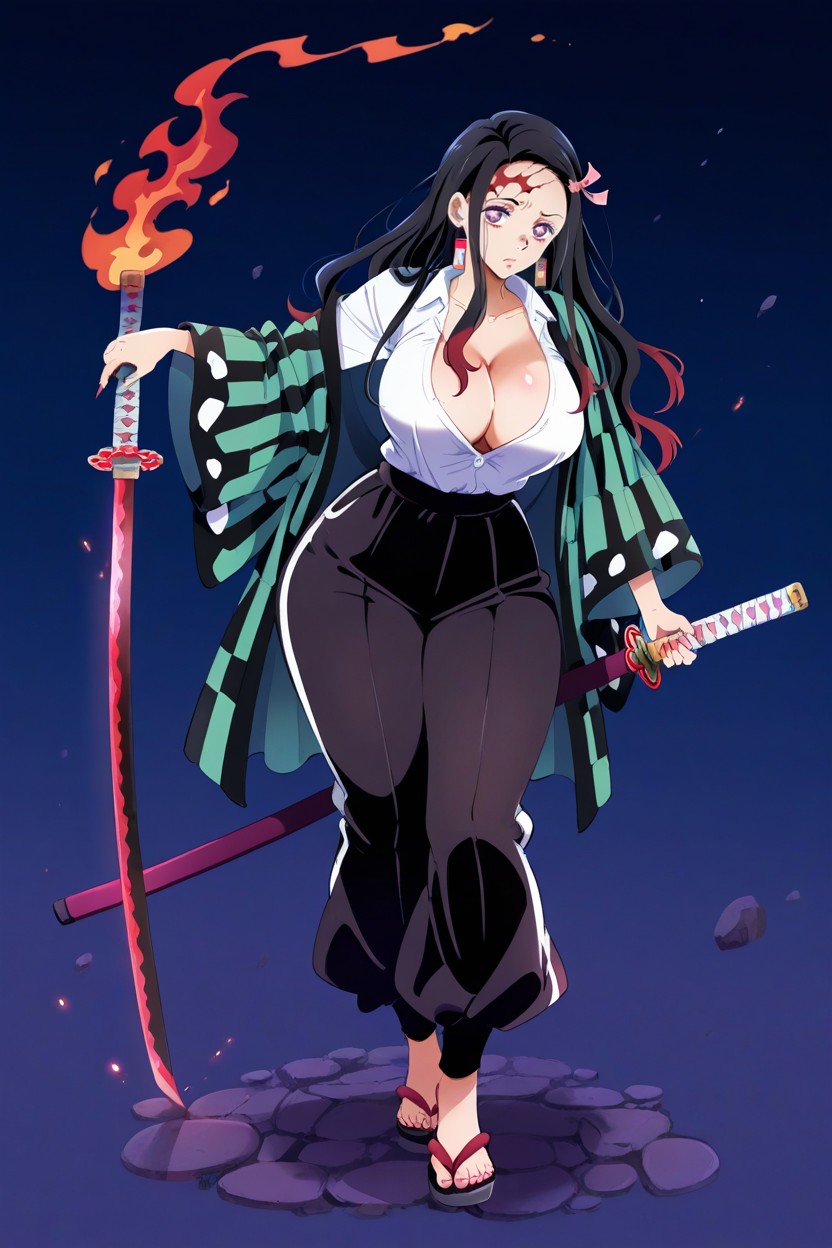 Holding A Katana, Voluptuous, Thick Thighs Hentai AI Porn