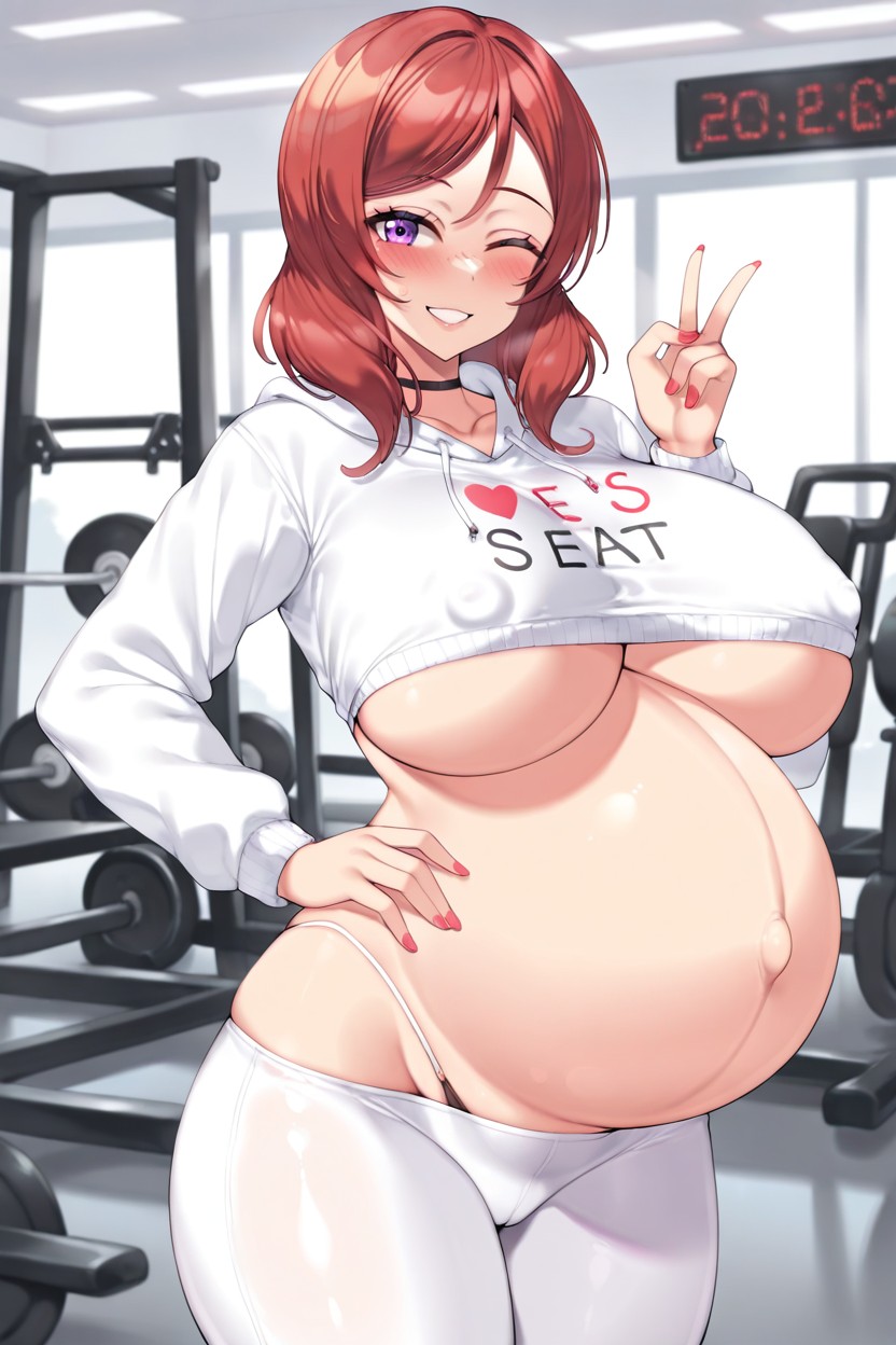 White Yoga Pants, Loose Hair, White Cropped Hoodie Hentai AI Porn