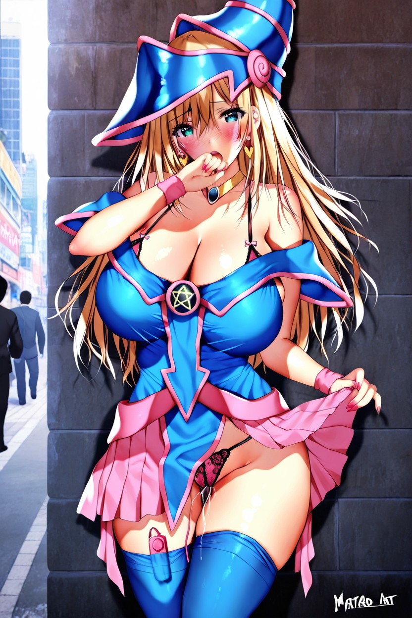 In A Crowded City Street, Hyper Breasts, Red Lipstick Hentai AI Porn