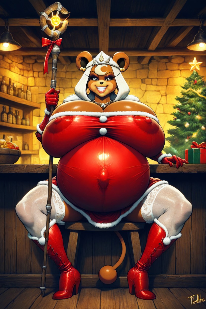 Long Eyelashes, Beautiful Face, Christmas Tree Hentai AI Porn