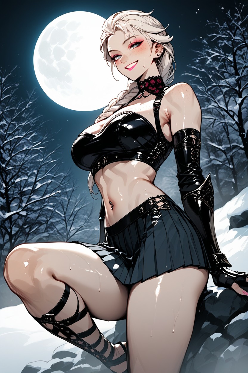 Elsa From Frozen, Side View, Freckles Hentai AI Porn