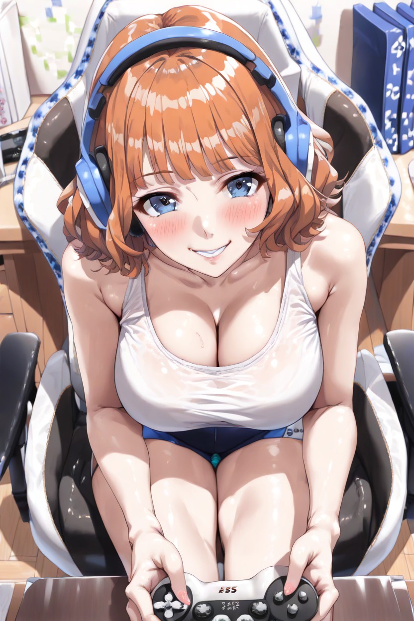 Large Blue Eyes, Skinny, Holding Joystick Hentai AI Porn