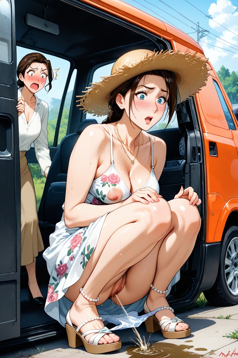 Ultra Detailed, Straw Hat, Nearside Stopped Minivan Hentai AI Porn