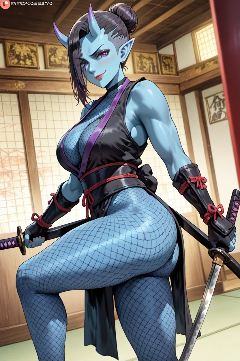 Athletic Body, Dynamic Angle, Oni Horns Hentai AI Porn