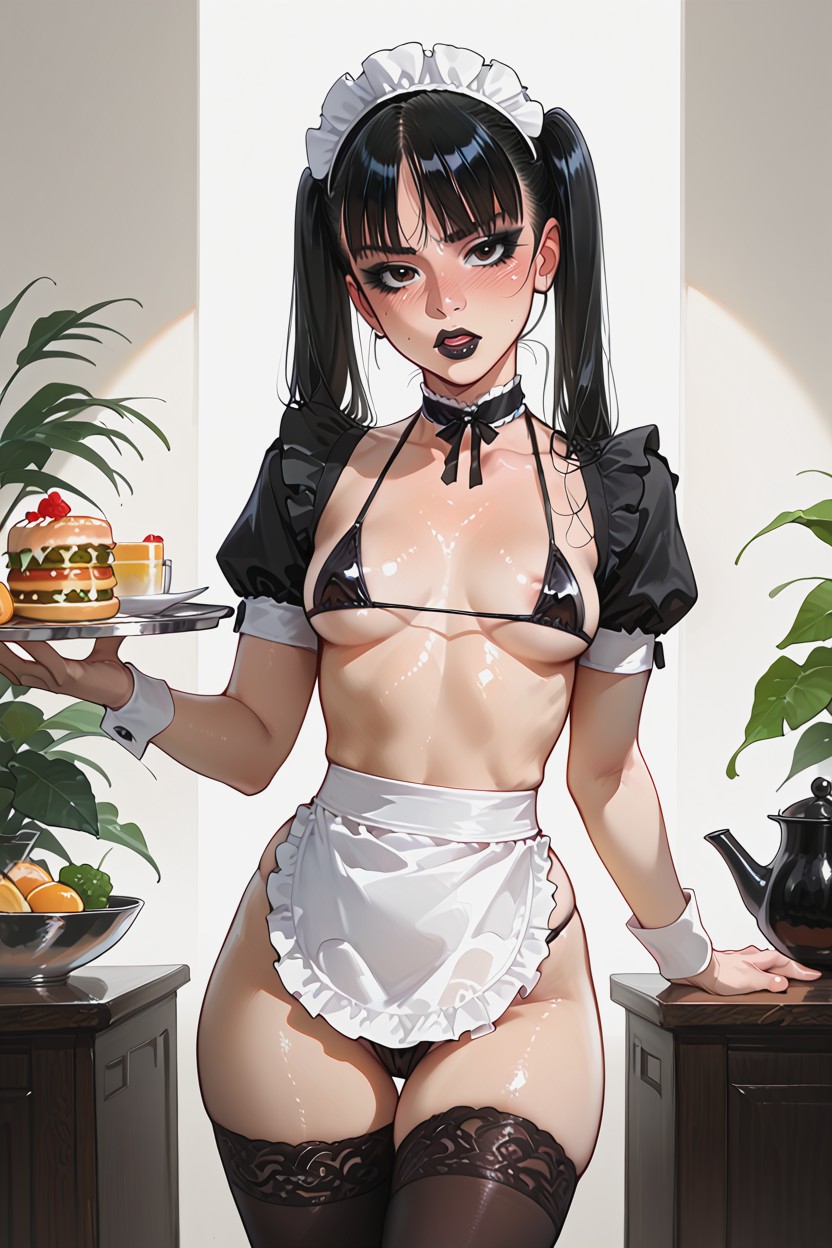 Long Black Stockings, Melkor Mancin Art Style, Small Ass Hentai AI Porn