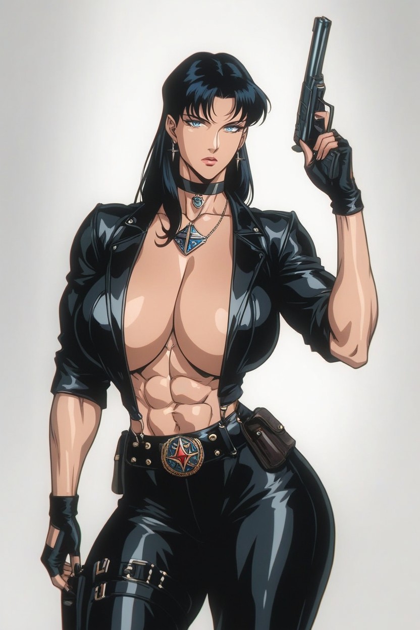 Female, Abs, Holding Pistol Hentai AI Porn