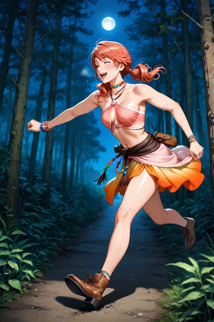 Front View, Running, Tetsuya Nomura Art Style Hentai AI Porn