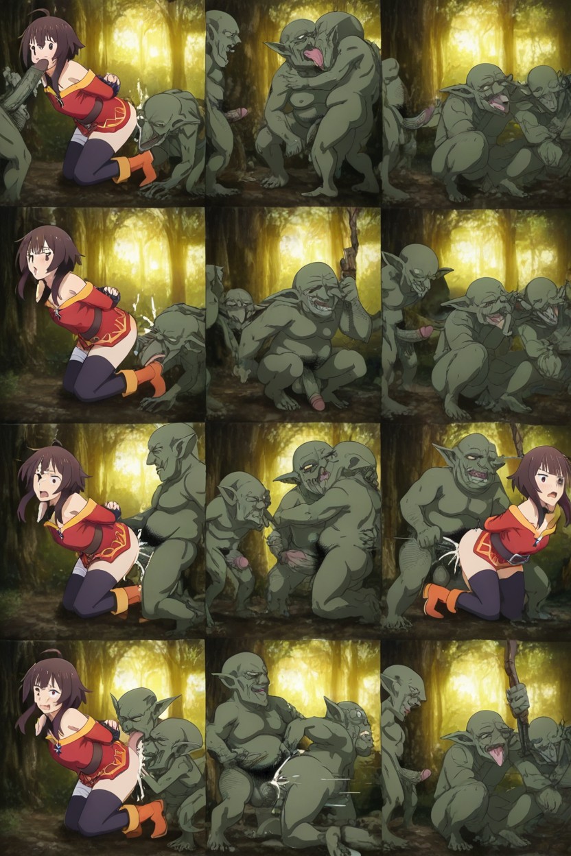 Diminutive Kazuma Sato From Konosuba Hiding In The Back, Full Body, Action Lines Hentai AI Porn