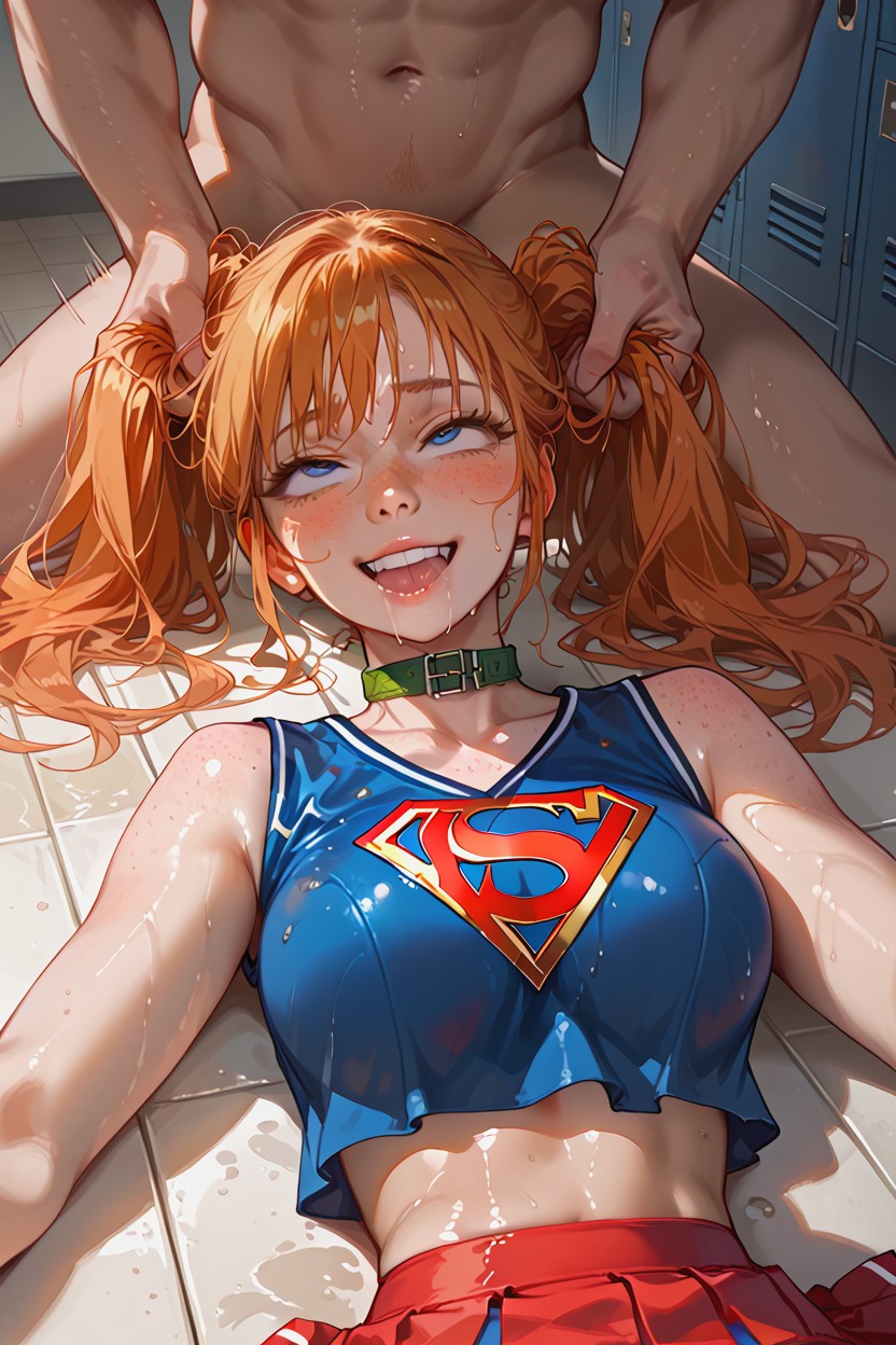 Head Thrown Back, Supergirl From Dc, Long Orange Hair Hentai AI Porn
