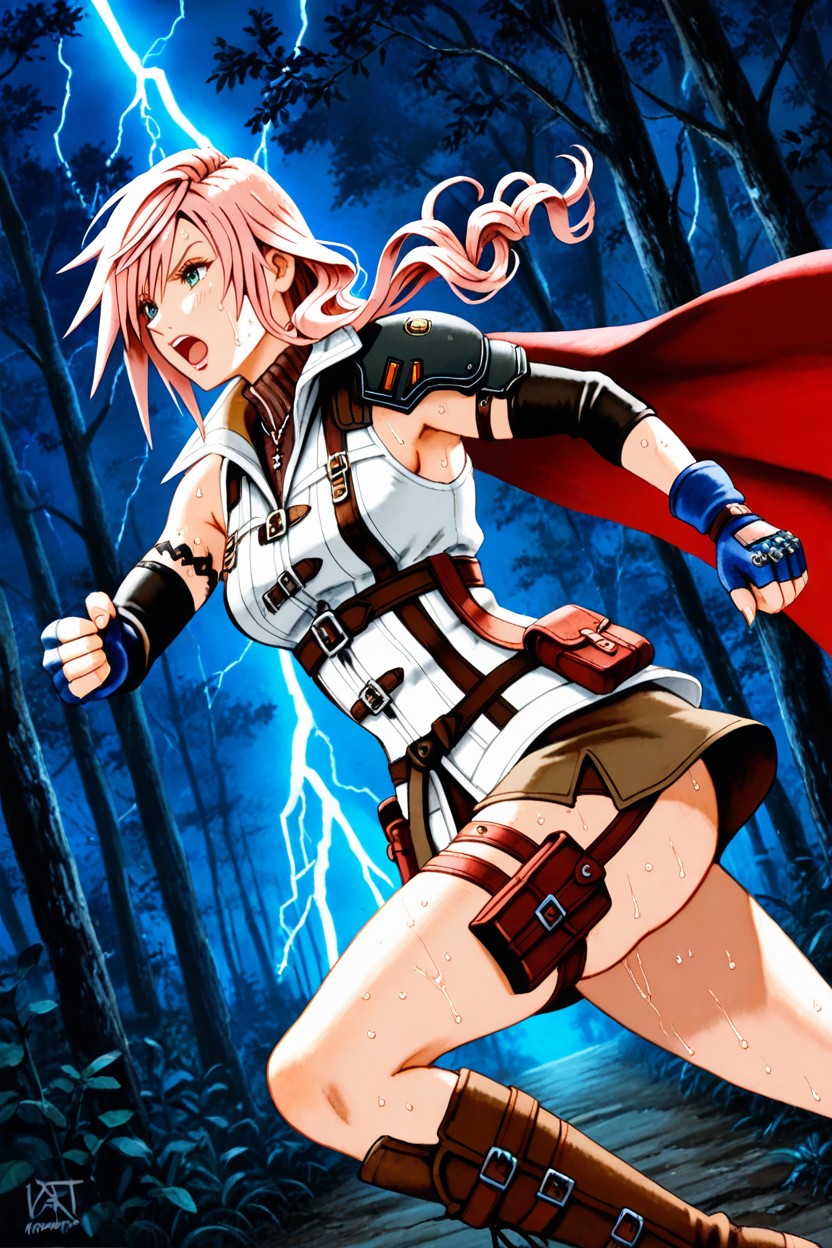 Tetsuya Nomura Art Style, Sweaty Skin, Thick Vegetation Hentai AI Porn